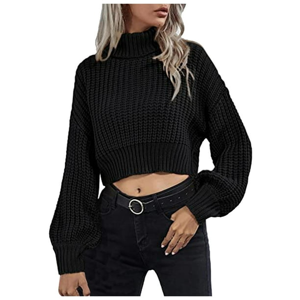 Gibobby Casual Sueter para Mujer Sueter Isidora de Manga Larga con Cuello Alto Suter para Mujer Negro XG Bodega Aurrera en linea