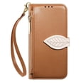 thumbnail image 2 of Leather For Google Pixel 10 Pro / Pixel 10 Case Leaf buckle zipper wallet  3-card  Flip Wallet Leather Case With Card Holder Magnetic Closure  Phone Cases Cover,Brown,For Pixel 10 / 10 Pro, 2 of 7