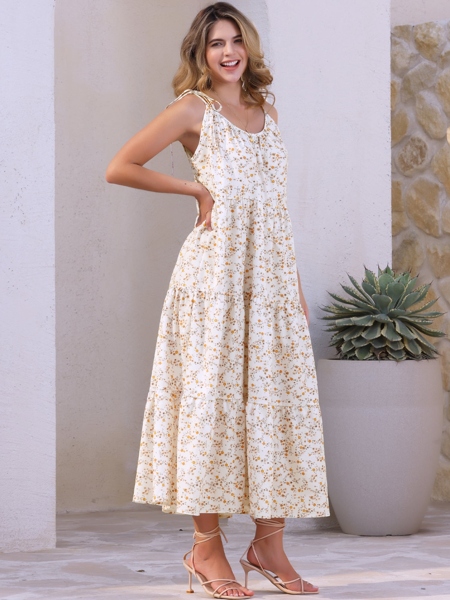 DARING DIVA Floral Maxi Tie Shoulder Sleeveless Boho Dress XL Pink