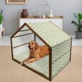 thumbnail image 2 of Watercolor Pet House, Diamond Pattern Blooming Floral Arrangement Petals and Leaves, Outdoor & Indoor Portable Dog Kennel with Pillow and Cover, 5 Sizes, Pale Green Yellow White, by Ambesonne, 2 of 4