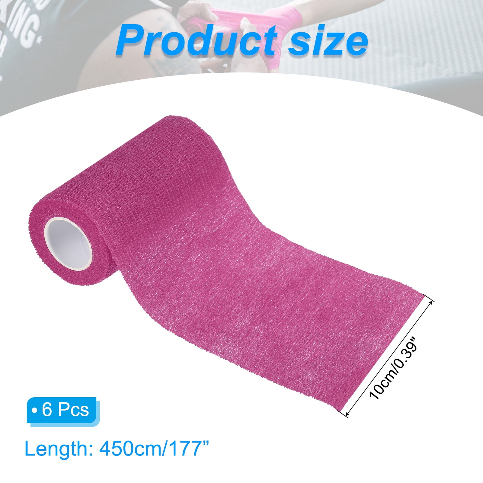 4" x 177" 6 Pcs Self Adhesive Bandage Wrap Elastic Self Tape Sport Pink