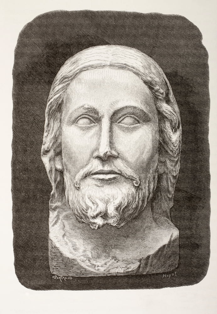 Beau-Dieu Damiens The Beautiful God Of Amiens 13Th Century Representation Of Christ On The Portal Of Amiens Cathedral France From Les Artes Au Moyen Age Published Paris 1873 Canvas Art - Ken Welsh De