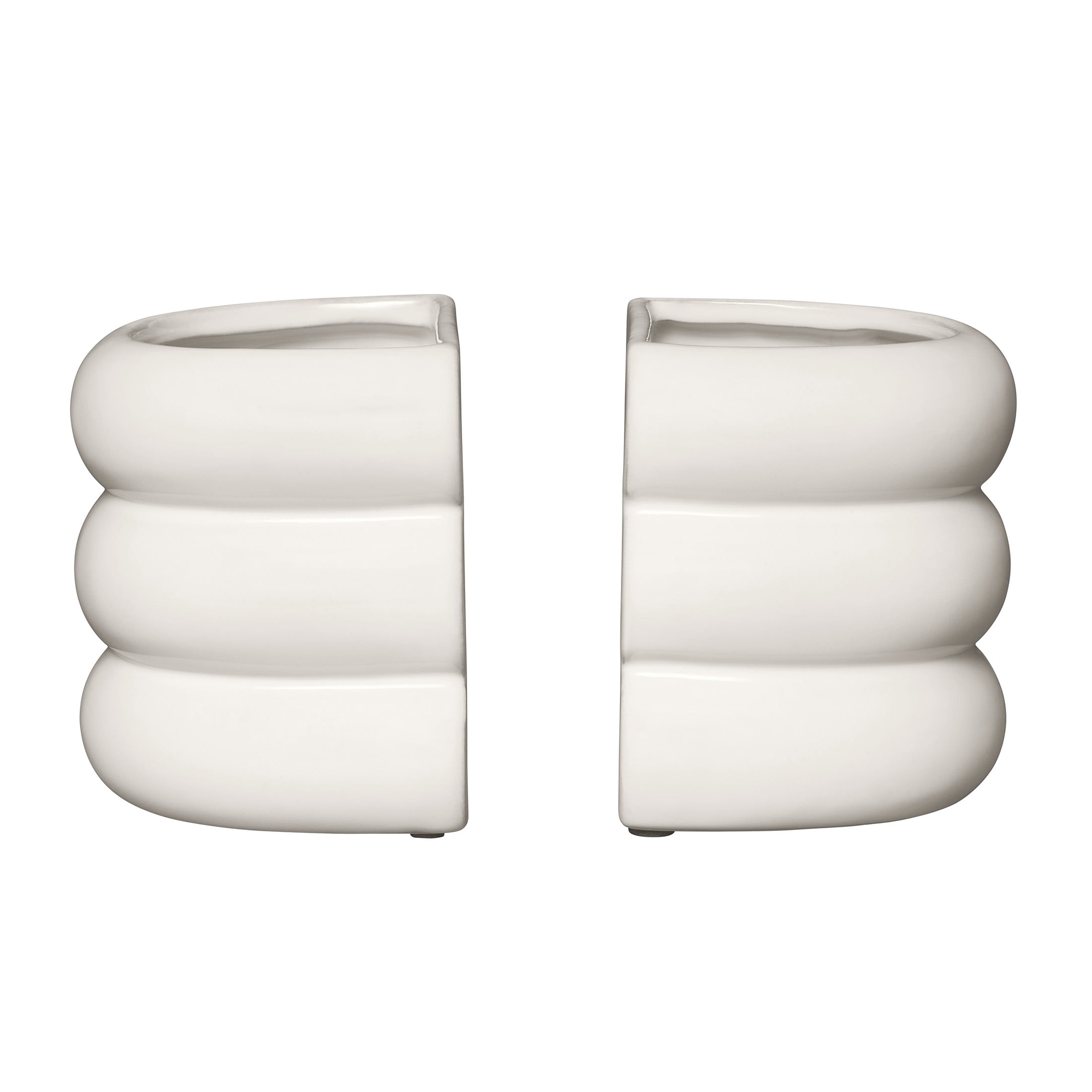 Beautiful 4" x 5" Modern Bubble White Ceramic Bookends by Drew Barrymore (2 Count)
