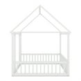 thumbnail image 6 of Twin Size Floor Bed, Wooden Twin Montessori Bed Frame with Roof and Rails, Twin House-shaped Floor Bed for Boys, Girls, No Box Spring Needed, 6 of 9