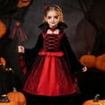 thumbnail image 2 of BFHHYA Girls Halloween Clothes 4 Piece Set Medieval Lace Mesh Long Sleeve Dress with Magic Wand, Headband, Bracelet and Necklace Kids Witch Outfits for Hoilday Party Wear, 2 of 5