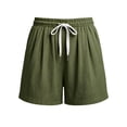 thumbnail image 3 of Shorts de Verano para Mujer - Shorts Casuales con Cordón, Cintura Elástica, Pierna Recta para Viaje y Vacaciones Green-a XXL, 3 of 5