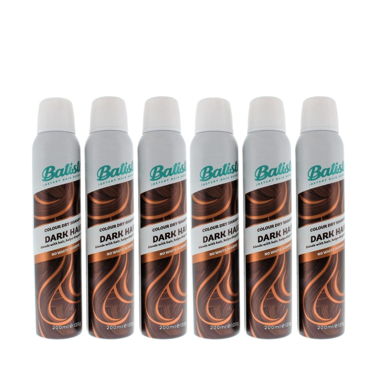 Batiste Hint of Color Dry Shampoo Dark Hair 200ml 6 Pack Instant Hair Refresh