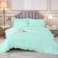 thumbnail image 5 of 1 Piece Luxury Vintage Ruffle Pattern Comforter By D.N.G. BEDDINGS Premium Super Soft, All Season, 800 Thread Count 100% Egyptian Cotton Full/Queen Size Aqua Blue Color, 5 of 8