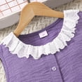 thumbnail image 5 of kpoplk Girls Clothes Sleeveless Ruffle Tops Wide Leg Pants Kids Clothing Set 2 Pieces Summer Outfits Size 7-8 Years,Purple, 5 of 7