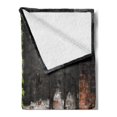 thumbnail image 2 of Industrial Soft Flannel Fleece Throw Blanket, Old Door Opening in a Desolate Industry Building Brick Wall with Ivy Plants, Cozy Plush for Indoor and Outdoor Use, 50" x 70", Multicolor, by Ambesonne, 2 of 5