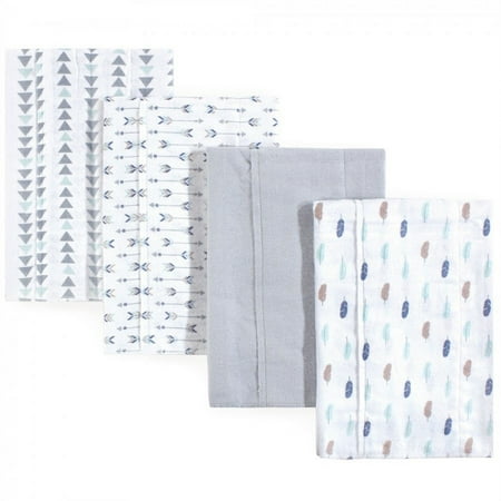 UPC: 0660168017557 | Luvable Friends Baby Boy Cotton Flannel Burp Cloths 4pk Boy Feathers One Size