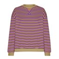 thumbnail image 4 of Htigea Womens Oversized Sweatshirts Crewneck Long Sleeve Striped Tops Casual Loose Fit Pullover Y2K Shirts Fall Workout Sweatshirt Purple S, 4 of 5