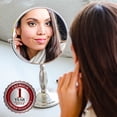 thumbnail image 4 of OVENTE 8'' Tabletop Makeup Mirror with 1X/7X Magnification, 360° Swivel Design and Double-Sided Free-Standing Vanity Mirror Perfect for Dresser, Bedroom and Office Desk, Nickel Brushed MNLAT80BR1X7X, 4 of 9