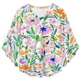 thumbnail image 4 of Colorful Floral White Background Pattern Women's V-Neck Blouse With 3/4 Ruffled Bell Sleeves Casual Top Ladies Blouses, 4 of 7
