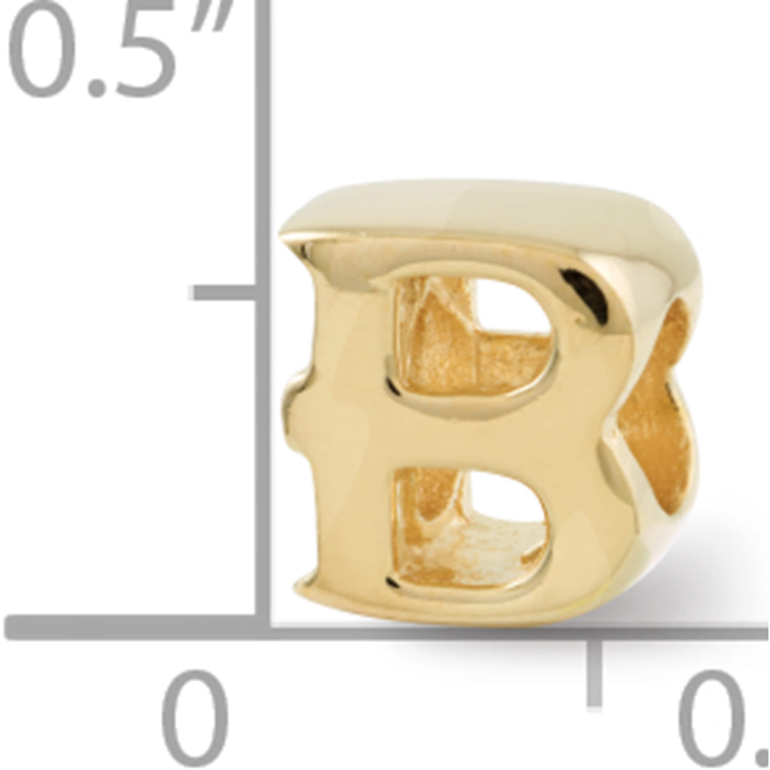 Ss/Gold Plated Sterling Silver Gold-Plated Reflections Letter B Bead (8.18 X 7.27) Made In Thailand qrs468bgp