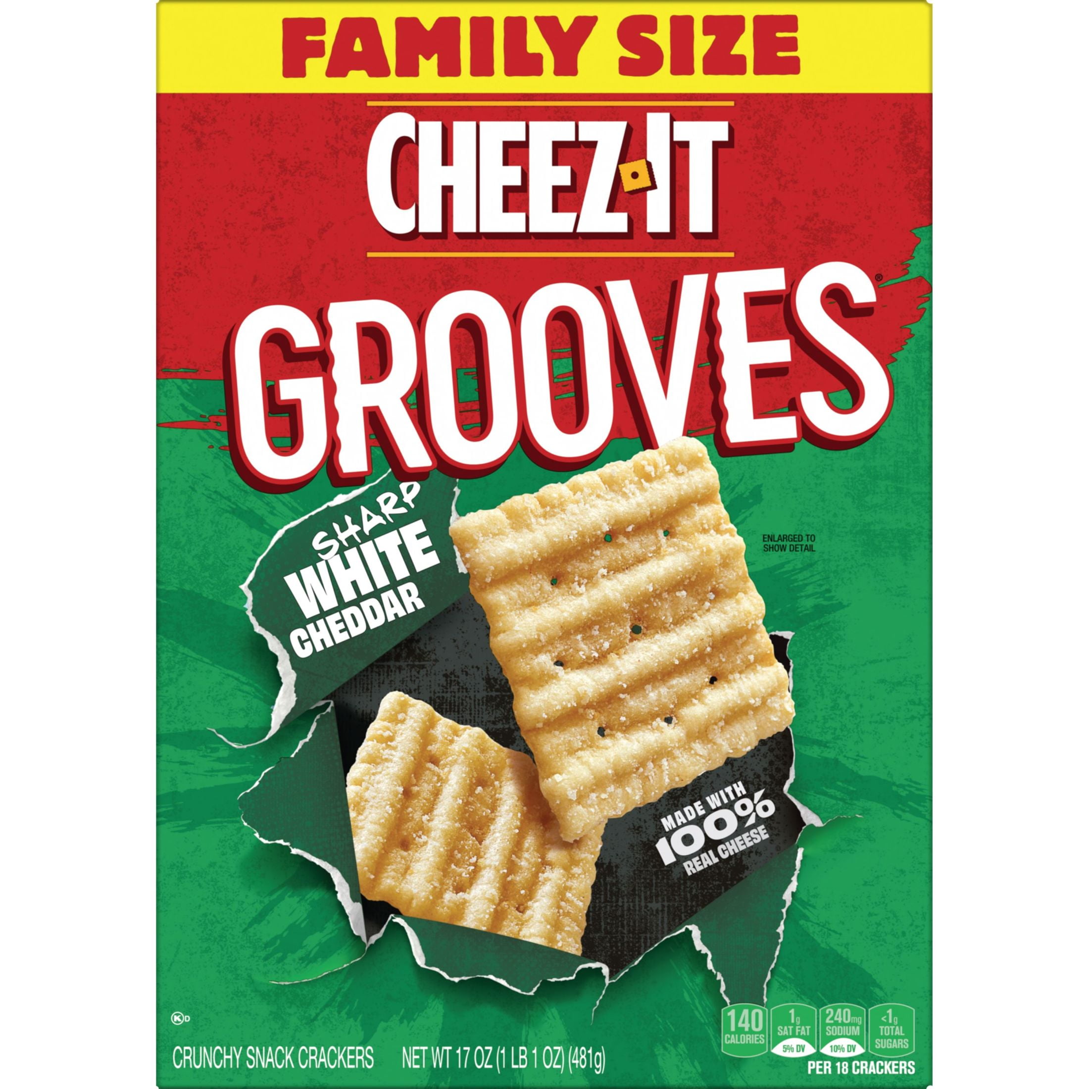 Cheez-It Grooves Sharp White Cheddar Crunchy Cheese Crackers, 17 oz -  Walmart.com