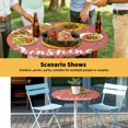 thumbnail image 6 of Elastic Fitted Round Tablecloth, Coral Red Sunshine Sunflower Waterproof Stretch Table Cover for 55"-60" Tables, Pastoral Bees Farmhouse Floral Washable Outdoor Tablecloths for Patio, Picnic, Camping, 6 of 9