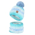 thumbnail image 3 of Xfvqtps Womens Hat Scarf Set Gradient Color Plush Pompom Knitting Stretch Warm Soft Thickened Windproof Coldproof Outdoor Winter Beanie Neck Scarf Set Blue, 3 of 5