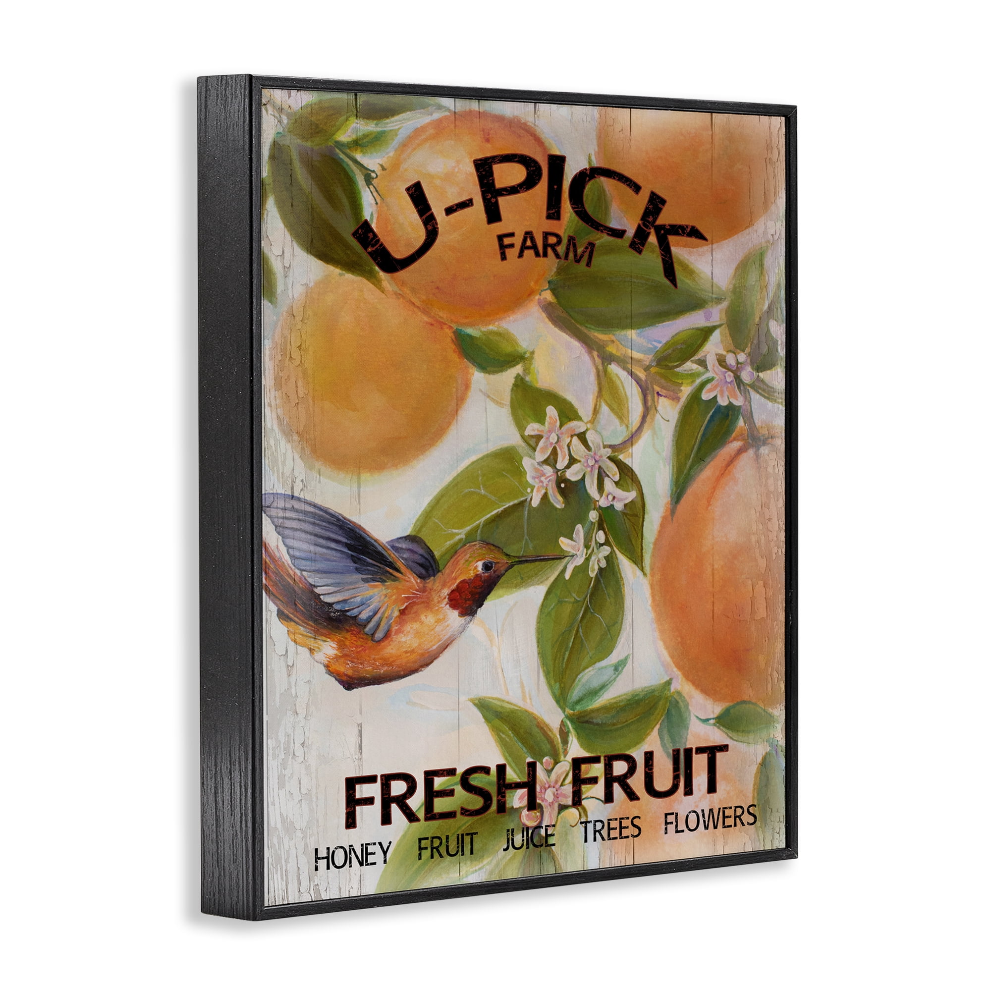 Stupell Industries U-Pick Fresh Fruit Farm Black Framed Giclee Art, design by Diannart