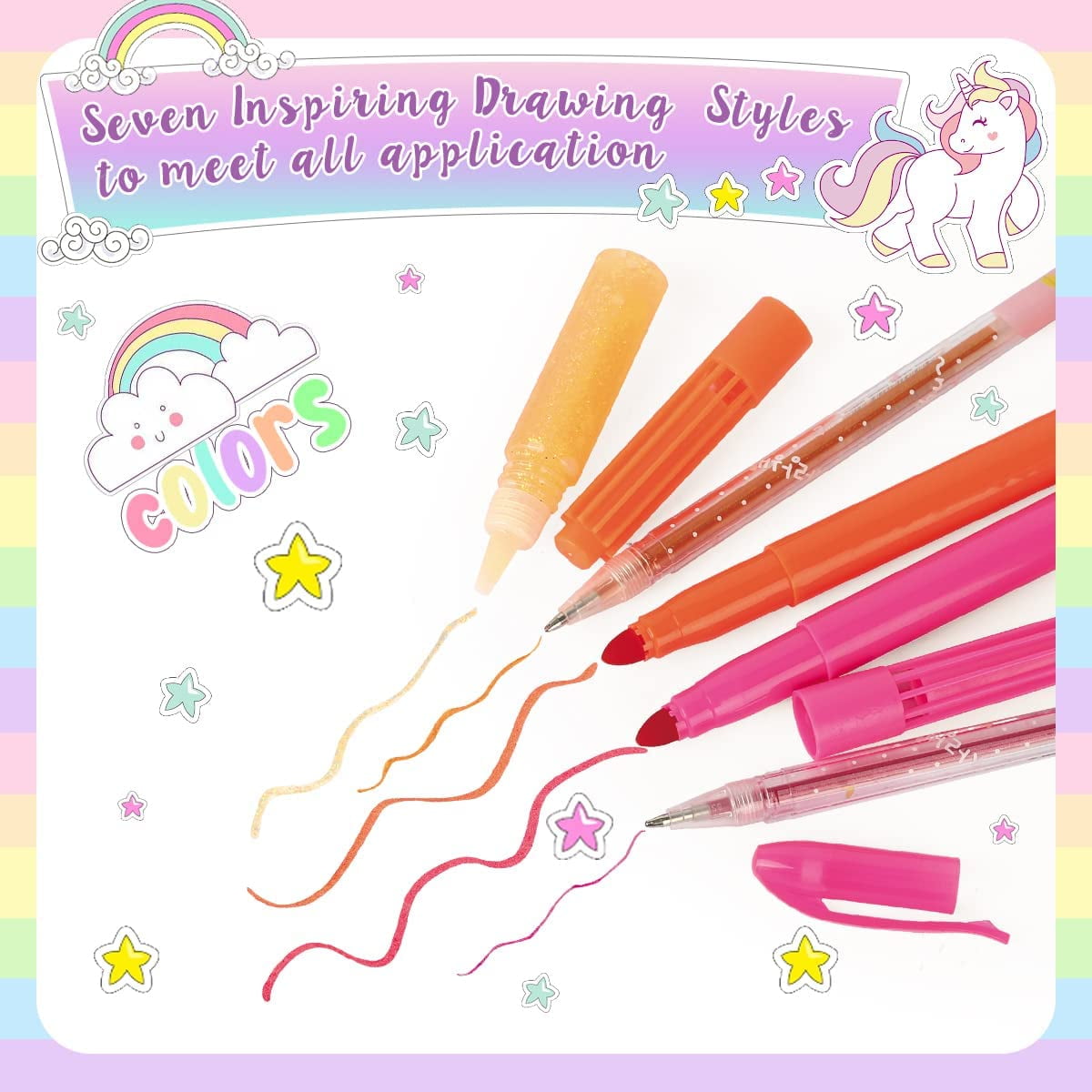 Unicorn Markers Set Gifts for Girls: Coloring Scented Markers Kit with  Unicorns Pencil Case - 66PCS Art School Supplies Drawing Toys Age -  Birthday