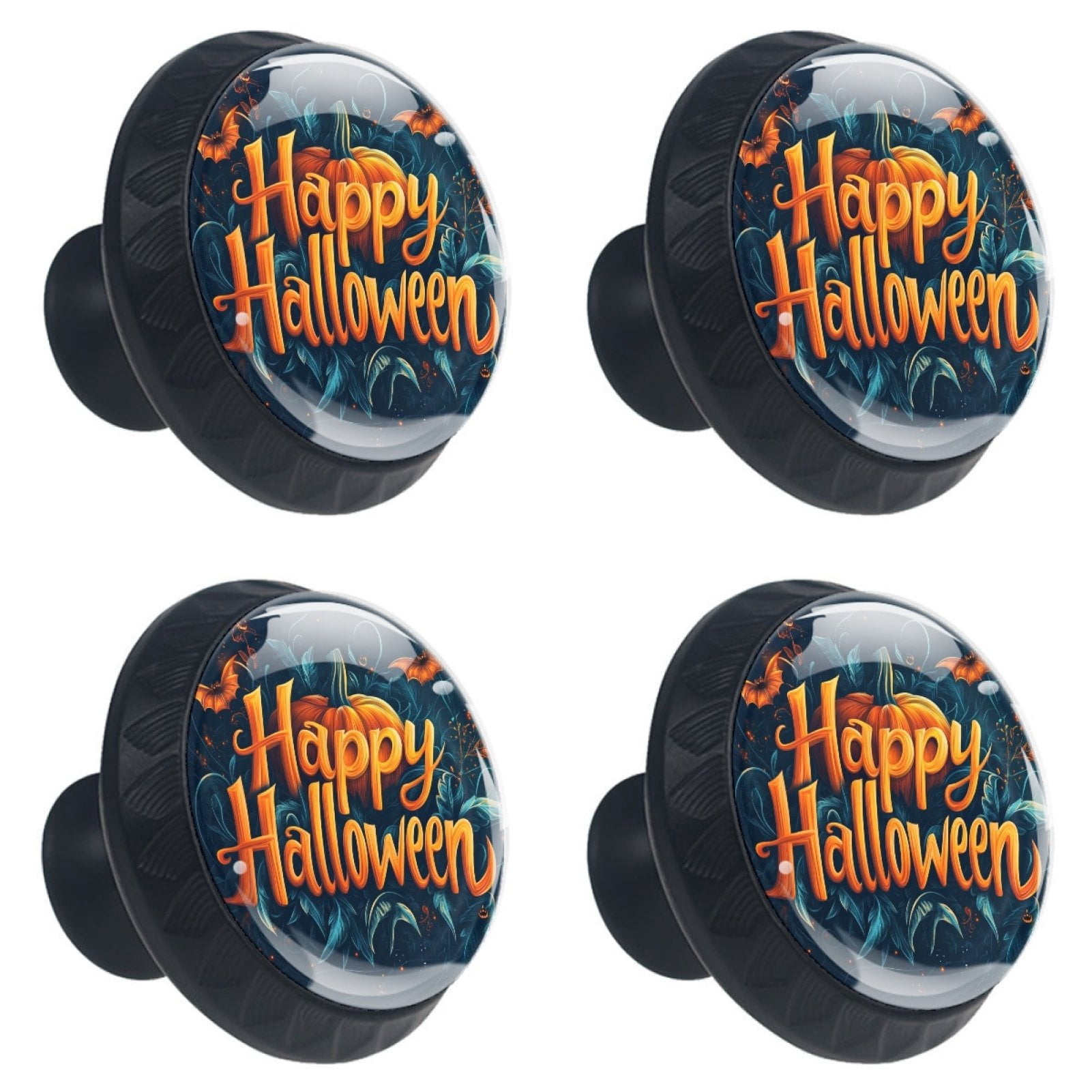 4 Pcs Happy Halloween Knobs for Kitchen Cabinet Cupboard Dresser Bookcase Drawer Pulls Handles Round Home Decor