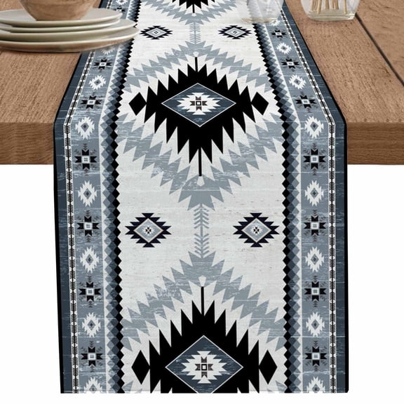 nqOlkjepod Brown Beige Boho Table Runner 48 Inches Long Farmhouse Dress Scarves, Southwestern Ethnic Abstract Geometric Dining Tablerunner for Coffee Table/Kitchen Island/Party Décor, 13" x 48"