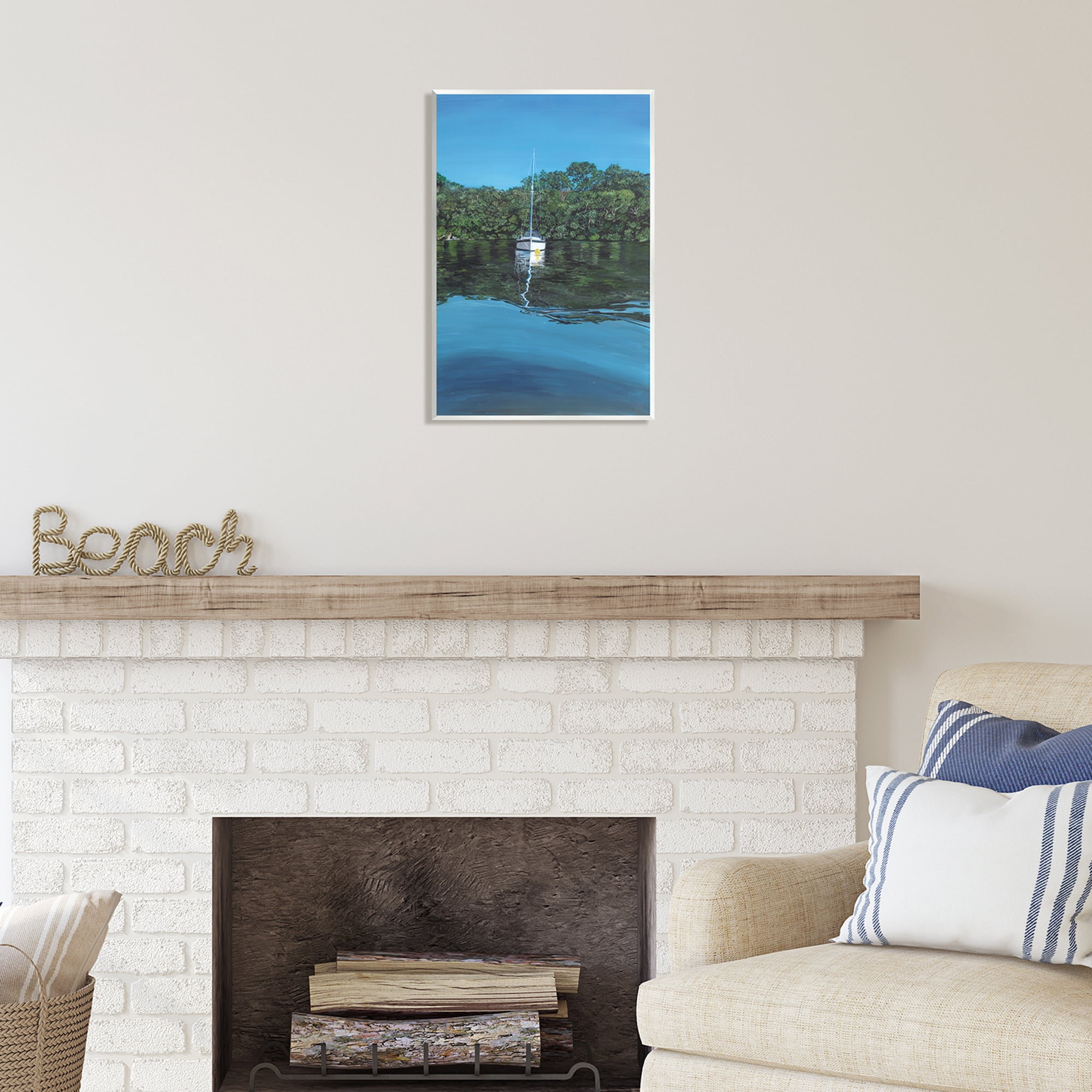 Stupell Industries Boat on Sea Ripples Transportation Painting Unframed Art Print Wall Art, 13 x 19