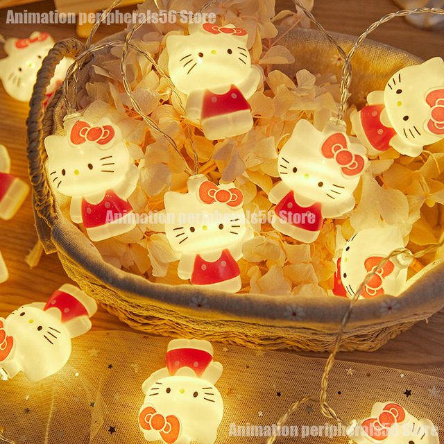 Cadena de luces LED de Hello Kitty para decoración de habitación de niños y niñas, bonitas luces de boda, ambiente, regalos, 2/3/6M