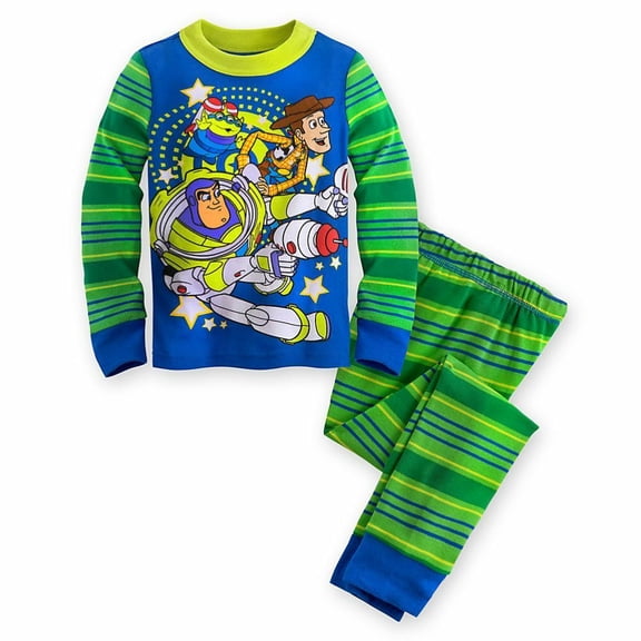 Disney Store Toy Story Buzz Lightyear Woody Boy 2PC Long Sleeve Pajama Set Size 6