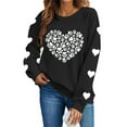 thumbnail image 2 of Avrnliq Womens Valentine Sweatshirt Black Heart Print Oversized Cozy Long Sleeve Cute Valentine's Day Gift for Her Girlfriend,Size L, 2 of 8