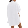 thumbnail image 4 of LANGWYQU Pure Color Long Sleeve Lapel Blouse Women Casual Loose Long Tops, 4 of 5