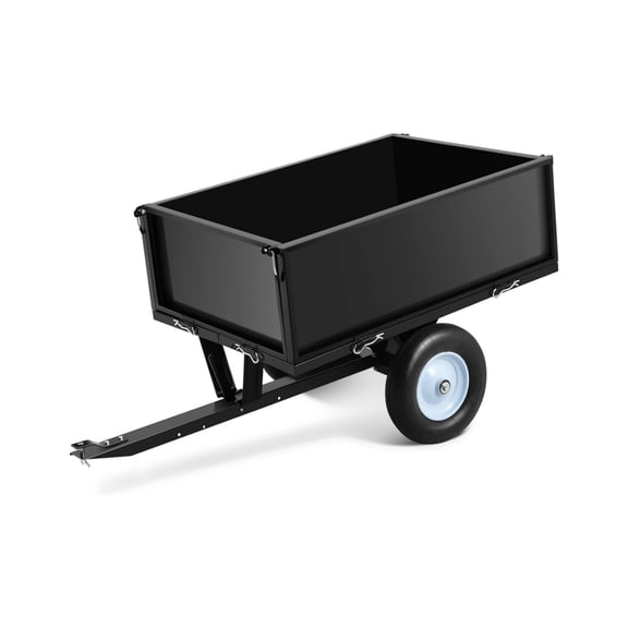 500 Lbs ATV Trailer, Heavy Duty Tow Behind Lawn Dump Cart, 12 Cu.Ft. Garden Utility Trailers with Removable Tailgate/Easy Foot-Lever Dumping for Lawn Mower Tractor ATV UTV
