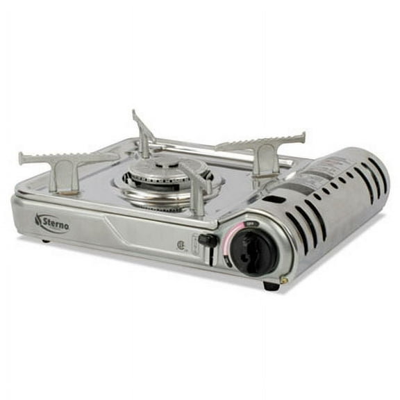 Sterno Portable Camping Stove - Single Burner Butane Camp Stove, Stainless Steel Burner with Travel Case - 7000 BTU