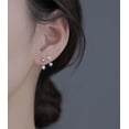 thumbnail image 2 of Solid 925 Sterling Silver Star Half Hoop Earrings Open Huggie Hoops for Women Teens CZ Star Hoop Earrings Ball Cuffs, 2 of 6