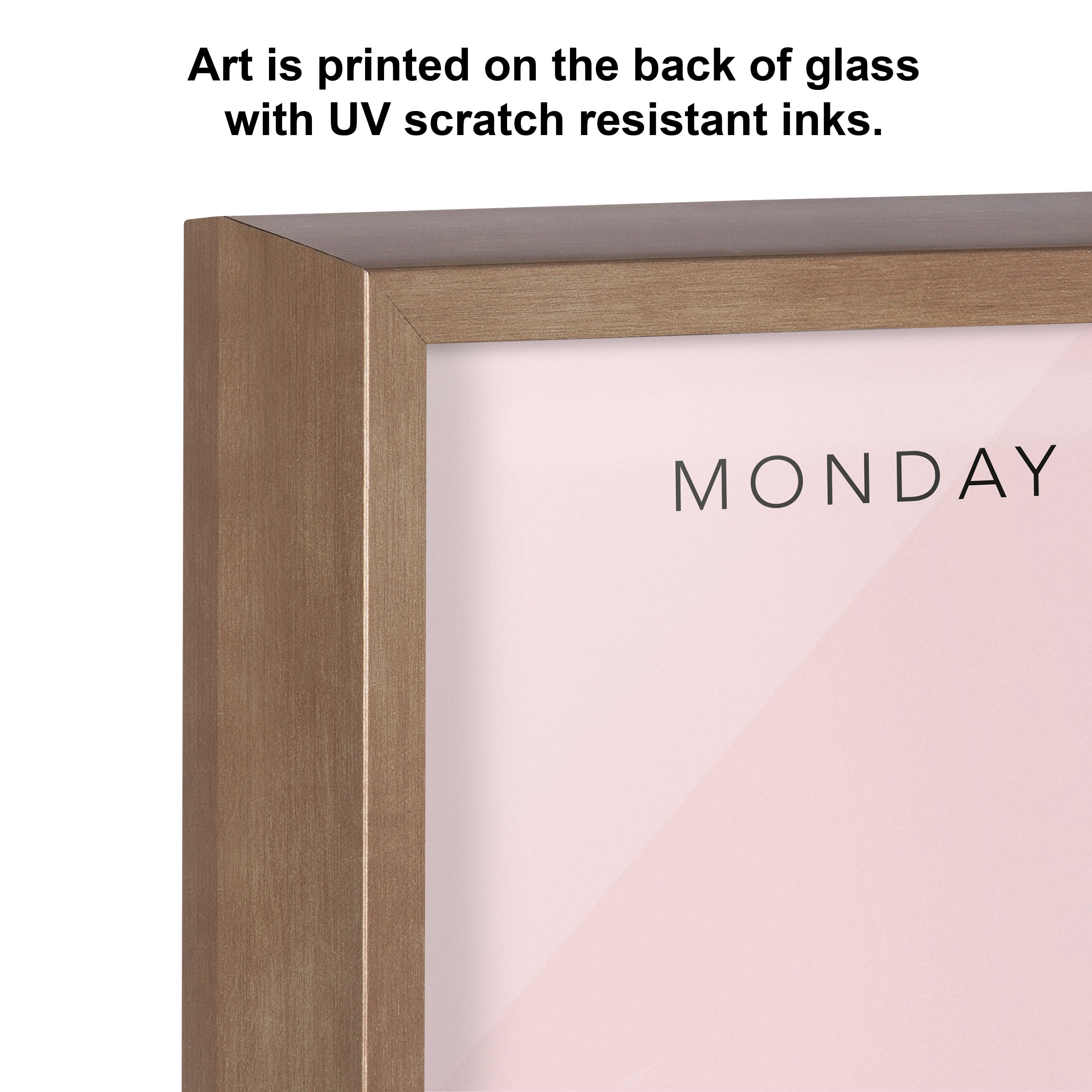Kate and Laurel Blake This Week Framed Pink Printed Glass Dry Erase Wall Art by The Creative Bunch Studio, 18x24 Gold, Weekly Calendar Printed Glass Wall Organizer
