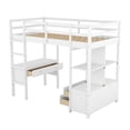 thumbnail image 5 of Twin Loft Bed with Desk, Solid Wood Loft Bed Frame with Storage Shelves and Drawers, Safety Guardrail for Teenagers and Adults, Space-Saving Loft Bed with Wooden Slats Support(White, Twin), 5 of 10