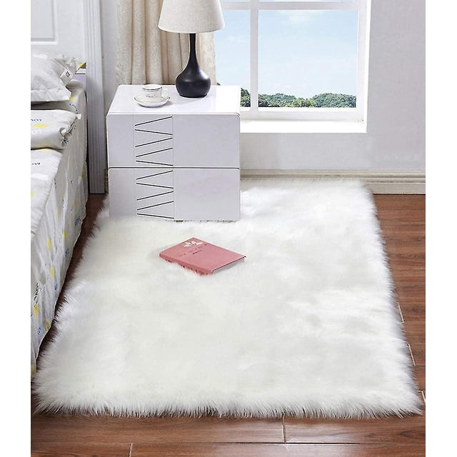 Alfombra Blanca YONGSHENG Ultrasuave para Decoración del Hogar 90x60cm