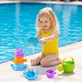 thumbnail image 6 of NookHive Fun Water Play Bath Toys - Green Pot 5-Piece Mold-Resistant Stacking Cups for Toddler Beach Essentials, Bathtub, Pool, Random Colors, Summer Toys for Kids Sensory Fun, 6 of 8