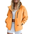 thumbnail image 2 of Jacket With Hood Waterproof Fashion Casual Women's Solid Color Blouses Long Sleeve Zipper Pocket Hooded Casual Fashionable Top Yellow Xl, 2 of 7