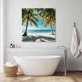 thumbnail image 2 of Wall Art Prints, Ocean Framed Canvas Prints for Bedroom Living Room Bathroom Office, Palms Tropical Island Summer Beach Sea Water Gallery Wrap Wall Art Poster for Gifts Home Decor 28"x28", 2 of 9
