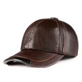 thumbnail image 1 of Spring Genuine Leather Baseball Cap In Men Brand New Warm Real Cow Leather Caps Hats ,Premium Material, 1 of 6