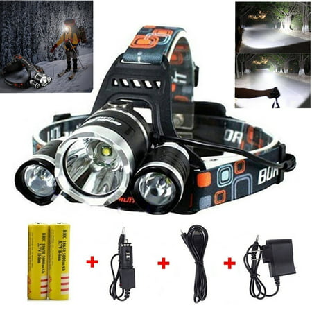Best LED Headlamp Flashlight 10000 Lumen - IMPROVED LED with Rechargeable 18650 Battery, Bright Head Lights,Waterproof Hard Hat Light,Fishing Head Lamp,Hunting headlamp,Running or Camping headlamps