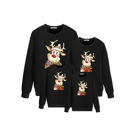 

Afunbaby Christmas Sweater for Family Matching Reindeer Graphic Long Sleeve Pullover Kids Mom Dad Sweatshirt