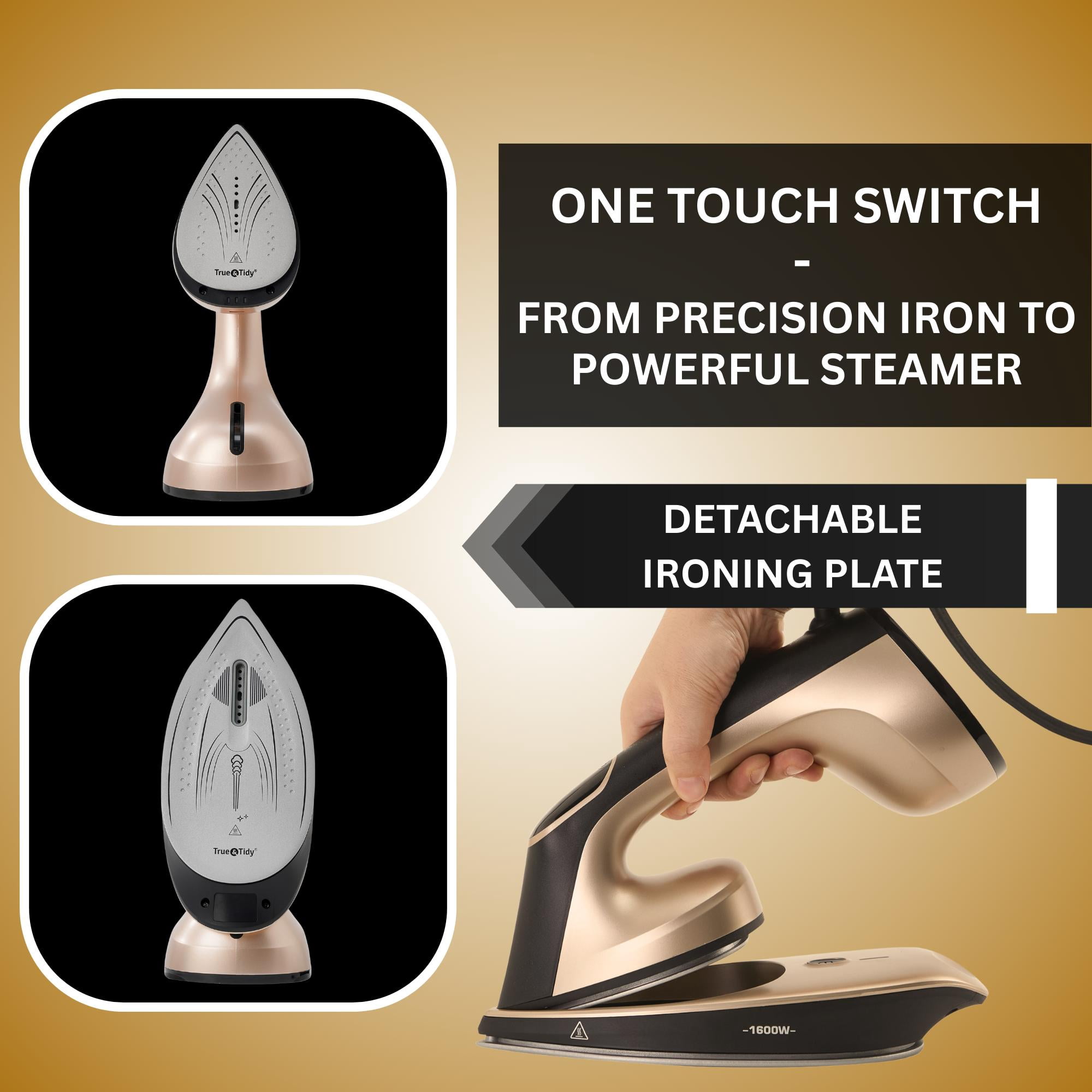 1600W True & Tidy Gold XL Iron and Steamer with Digital Screen and Detachable Ironing Plate
