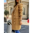 thumbnail image 3 of FUNING  Womens Fall Winter Wool Coats Double Breasted Midi Peacoat Trench Coats, 3 of 7