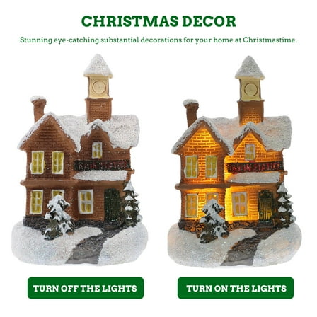 Supvox 1Pack Holiday Decorations Resin Small House Figurine for Friends Family