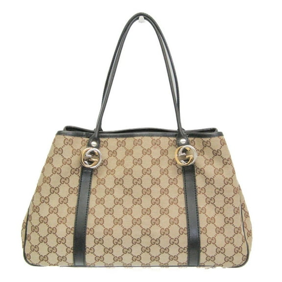 Pre-Owned Gucci GG Twins 232957 Women's Canvas Tote Bag Beige,Black (Good)