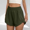 thumbnail image 2 of JSheng Women's Casual Short Pants Women Summer Running Sports Pants With Pockets Side Zippers Solid Color Elastic Waist Slit Shorts Army Green L, 2 of 5