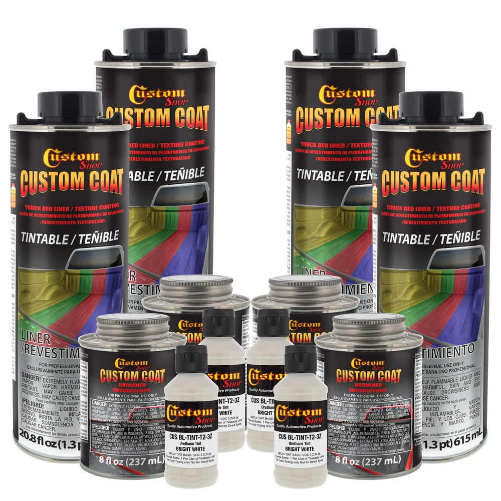 Custom Coat Bright White 1 Gallon Urethane SprayOn Truck Bed Liner Kit
