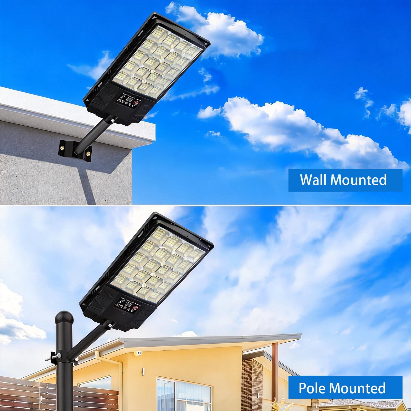 Solar Street Lights Outdoor, 6500K Waterproof LED Solar Flood Lights with Motion Sensor, Dusk to Dawn Solar-Powered Light for Outside, Security Lights for Parking Lot Yard Driveway